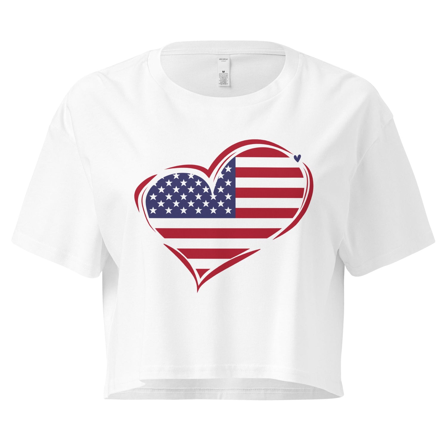 Flag Heart Cropped Tops